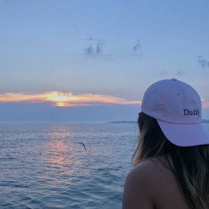 “Daddy” Logo Baseball Cap in Light Pink  - Urban Outfitters